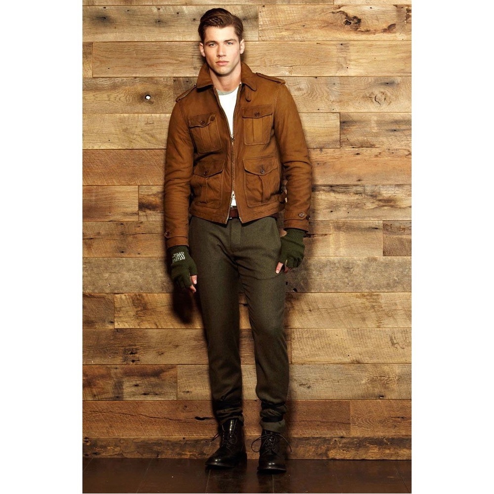 Todd Snyder Men’s Tan Leather Jacket 2012 Fall Collection, size xs